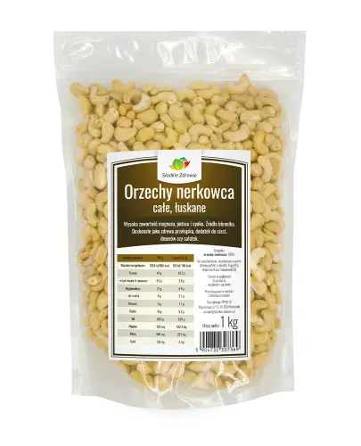 SŁODKIE ZDROWIE ORZECHY NERKOWCA ŁUSKANE CAŁE 1KG