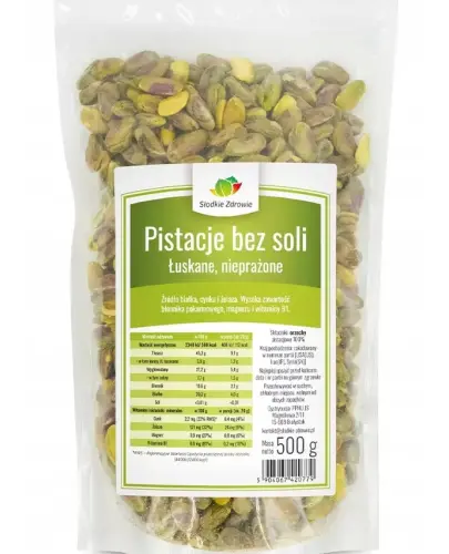 SŁODKIE ZDROWIE PISTACJE BEZ SOLI ŁUKASNE NIEPRAŻONE 500 G