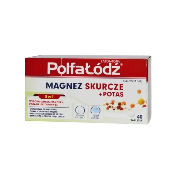 Polfa Magnez Skurcze + potas 40 tabl. [Krótka data - 2024-06-30]