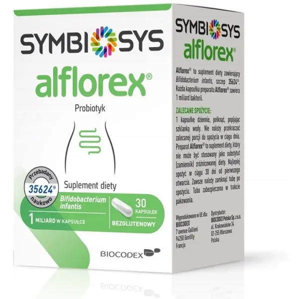 SYMBIOSYS ALFLOREX PROBIOTYK NA JELITA IBS 30 KAPSUŁEK