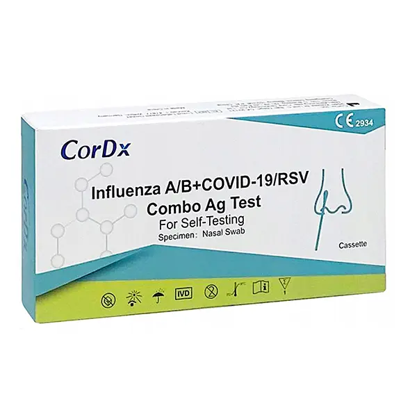 Szybki test antygenowy COVID 19 grypa A+B, RSV COMBO CORDX 1 sztuka