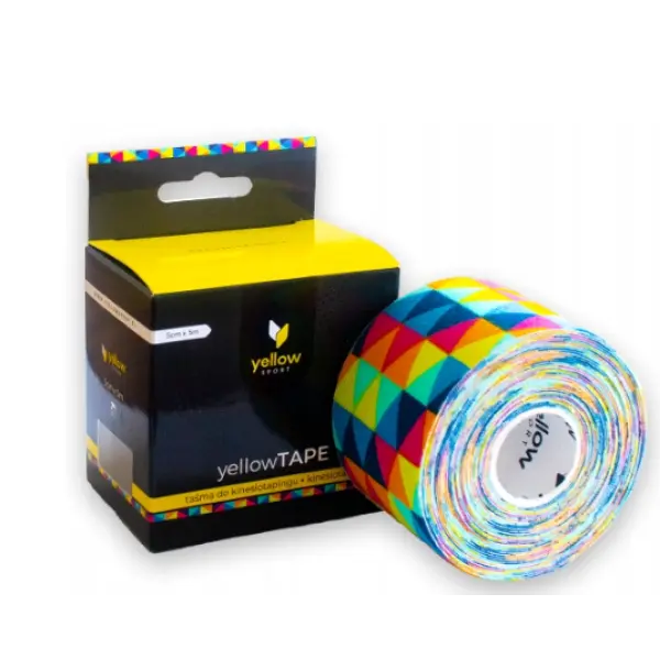 TAŚMA DO KINESIOTAPINGU 5 CM X 5 M TĘCZOWA YELLOWSPORT