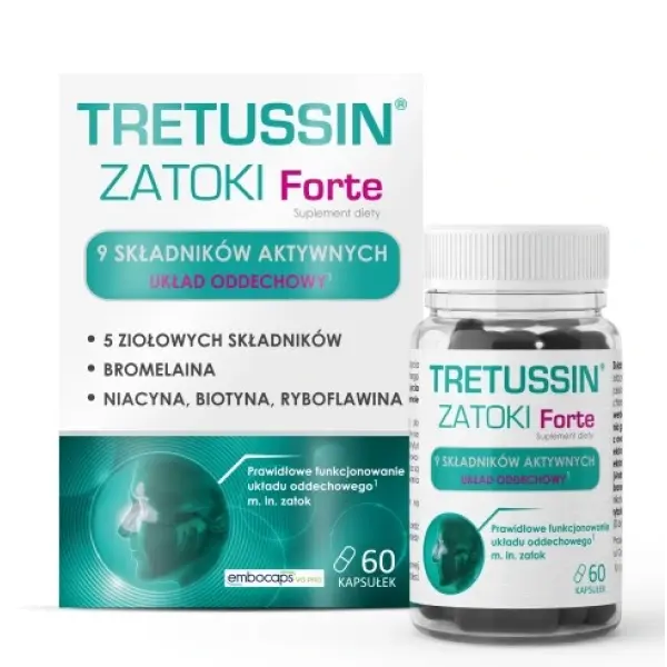 Tretussin Zatoki Forte - Tabletki na Zatoki, Struny Głosowe i Przeziębienie DOMO