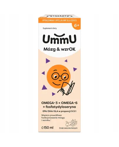 UMMU MÓZG & WZROK 6+ PŁYN DLA DZIECI OMEGA 3 OMEGA 6 EPA/DHA OWOCE LEŚNE 150ML