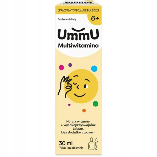 UMMU MULTIWITAMINA 6+ KROPLE DLA DZIECI POMARAŃCZOWE BEZ CUKRU 30ML