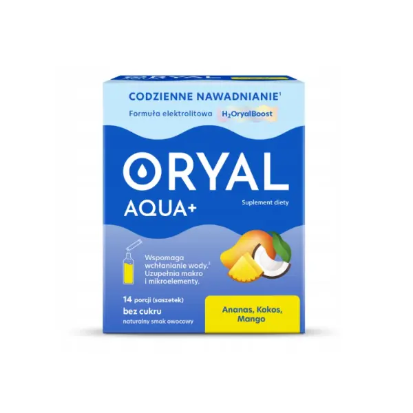 USP ZDROWIE ORYAL AQUA+ ELEKTROLITY Z PROEBIOTYKIEM ANANAS KOKOS MANGO 14 SASZET