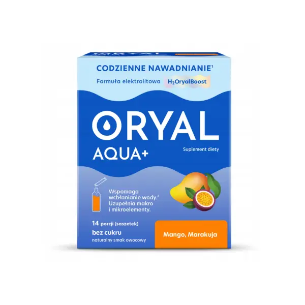 USP ZDROWIE ORYAL AQUA+ ELEKTROLITY Z PROEBIOTYKIEM MANGO MARAKUJA 14 SASZETEK