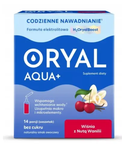 USP ZDROWIE ORYAL AQUA+ ELEKTROLITY Z PROEBIOTYKIEM WIŚNIA Z NUTĄ WANILII 14 SAS
