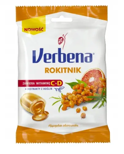 VERBENA ROKITNIK z witaminą C i D ziołowe cukierki 60 g 