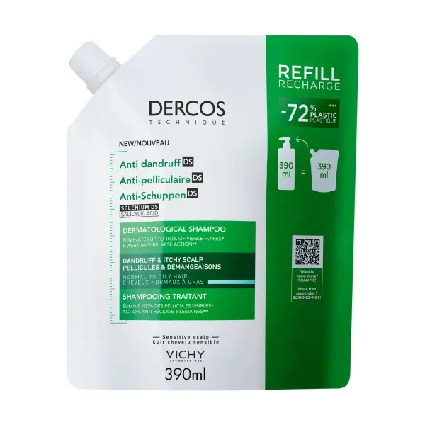 Vichy Dercos szampon przeciwłupieżowy/TŁUSTY Refill 390 ml