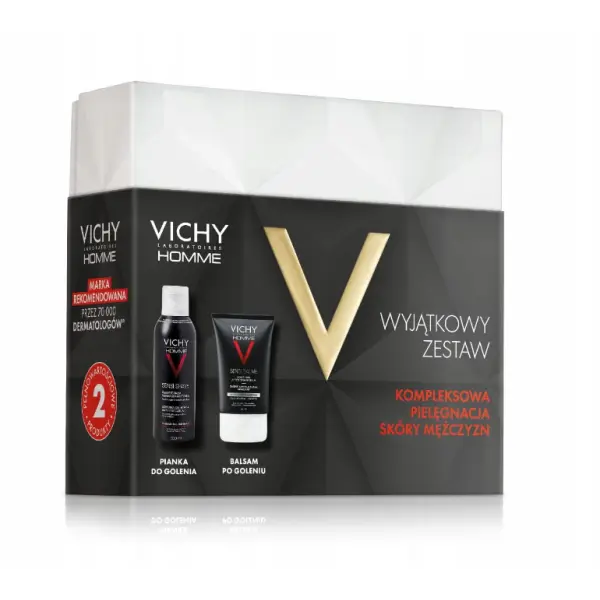 VICHY HOMME Zestaw Pianka Do Golenia Przeciw Podrażnieniom 200 ml + Balsam