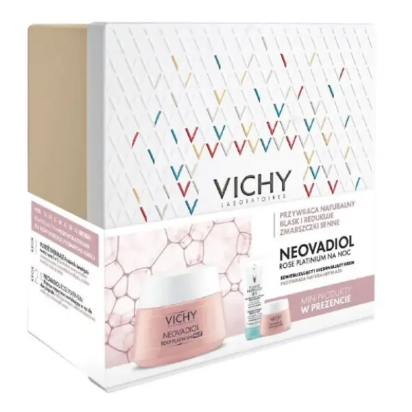 Vichy Neovadiol Rose Platinum zestaw krem rewitalizujący na noc 50 ml + MINIPROD