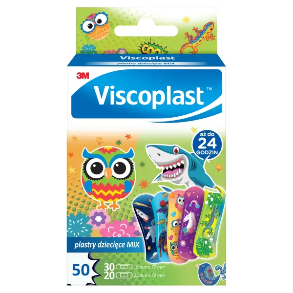 VISCCOPLAST ZESTAW PLASTRÓW DLA DZIECI MIX 50SZT