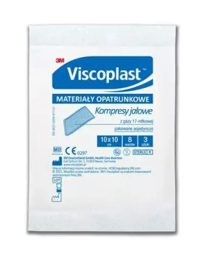 VISCOPLAST KOMPRESY JAŁOWE Z GAZY 17-NITKOWEJ 10X10 CM 3 SZTUKI
