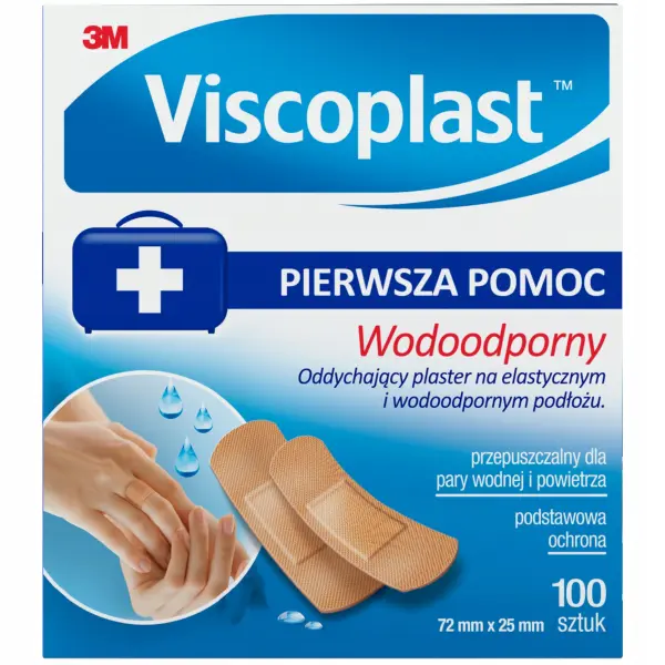 VISCOPLAST PIERWSZA POMOC ODDYCHAJĄCY PLASTER WODOODPORNY 100 SZTUK