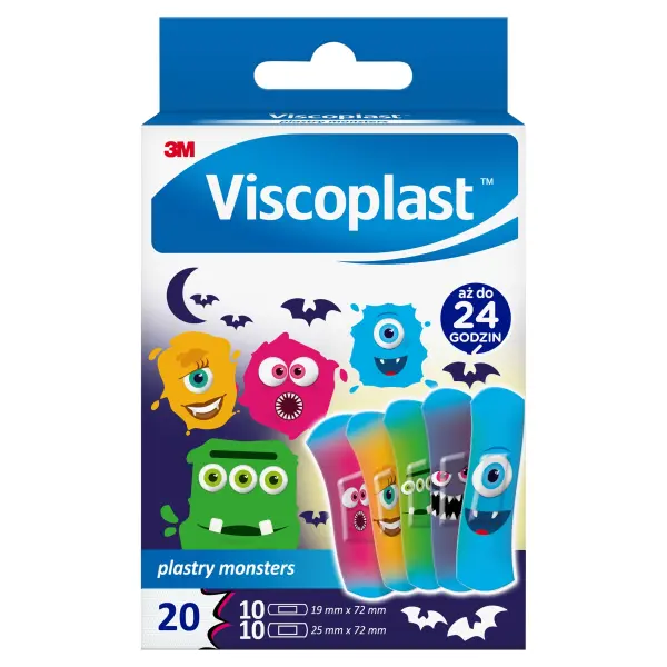 VISCOPLAST PLASTRY DLA DZIECI MONSTERS POTWORKI 20 SZTUK