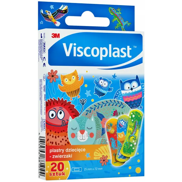 VISCOPLAST PLASTRY DLA DZIECI ZWIERZĘCE ZWIERZAKI 20 SZTUK