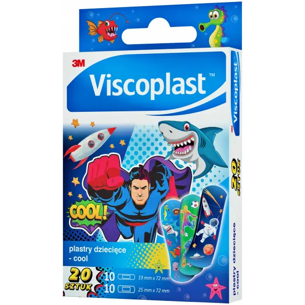 VISCOPLAST PLASTRY DZIECIĘCE COOL CIENKIE DLA DZIECI 20 SZTUK 