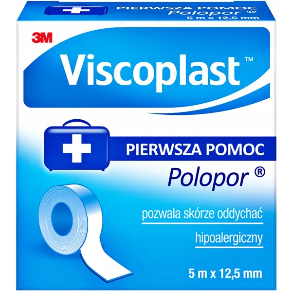 VISCOPLAST POLOPOR PRZYLEPIEC HIPOALERGICZNY 5M X 12,5 MM 1 SZTUKA
