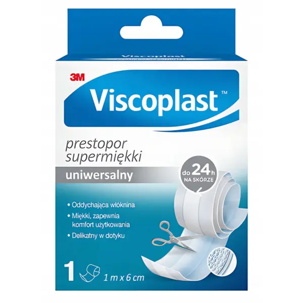 VISCOPLAST PRESTOPOR PLASTER UNIWERSALNY SUPERMIĘKKI 1M X 6 CM 1 SZTUKA
