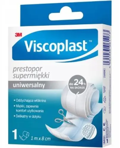 VISCOPLAST PRESTOPOR PLASTER UNIWERSALNY SUPERMIĘKKI 1M X 8 CM 1 SZTUKA