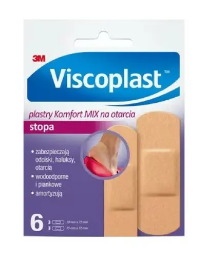 VISCOPLAST STOPA PLASTRY KOMFORT MIX NA OTARCIA WODOODPORNE 6 SZTUK