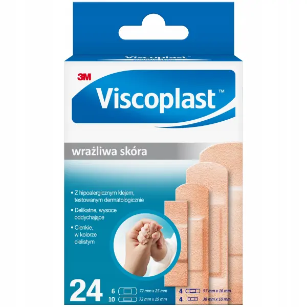 VISCOPLAST WRAŻLIWA SKÓRA PLASTER PLASTRY 24 SZTUKI