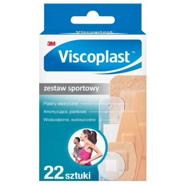 VISCOPLAST ZESTAW SPORTOWY PLASTRY ELASTYCZNE PIANKOWE 22 SZTUKI