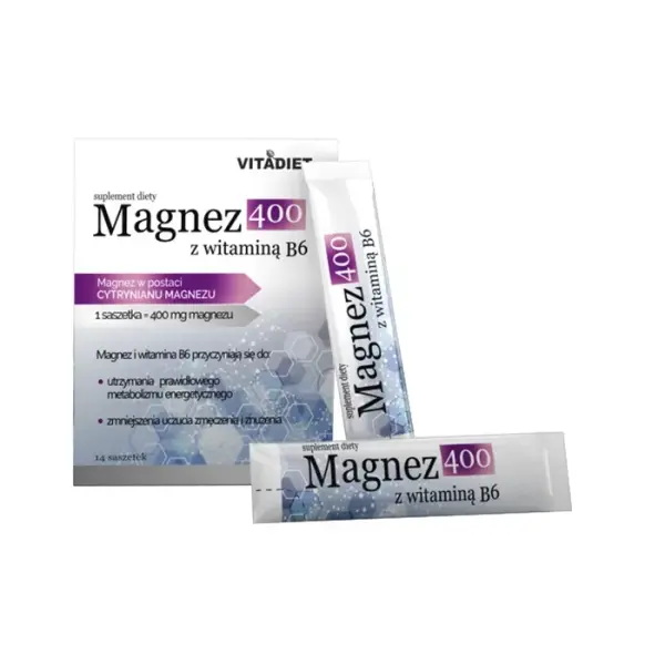 VITADIET Magnez z witaminą B6 400 mg 14 saszetek