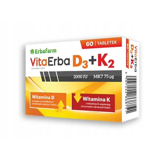 VITAERBA D3+K2 WITAMINA D K ODPORNOŚĆ ZDROWE KOŚCI 60 TABLETEK