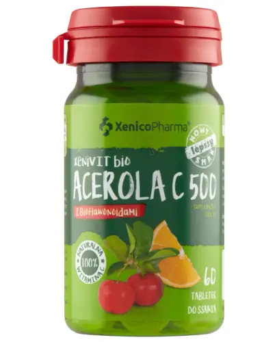 XeniVIT bio Acerola C 500 z bioflawonoidami, 60 tabletek do ssania