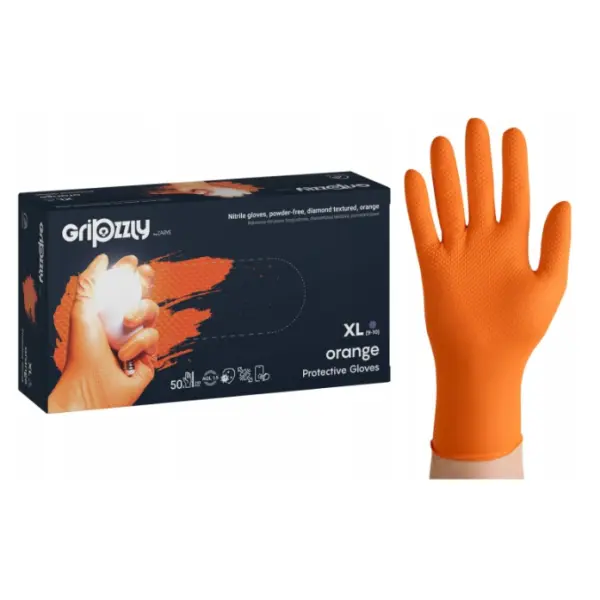ZARYS RĘKAWICE NITRYLOWE DIAMENTOWA TEKSTURA XL ORANGE 50 SZT. 