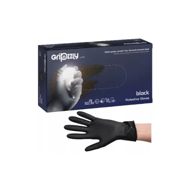 ZARYS RĘKAWICE NITRYLOWE DIAMENTOWA TEKSTURA XXL BLACK 50 SZT.