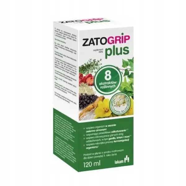ZATOGRIP PLUS UKŁAD ODDECHOWY I ODPORNOŚĆ 8 AKTYWNYCH SKŁADNIKÓW 3+ 120 ML