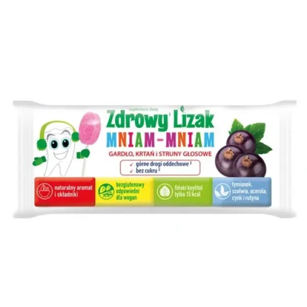 Zdrowy lizak dla dzieci mniam mniam NA GARDŁO I KRTAŃ porzeczkowy 1 sztuka