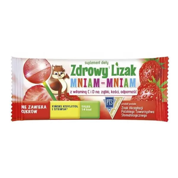 Zdrowy Lizak Mniam-Mniam Ząbki, kości, odporność o smaku truskawkowym, 6 g