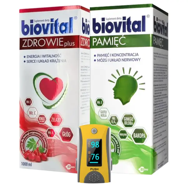 Zestaw Biovital Zdrowie Plus 1000ml + Biovital Pamięć 1000ml + Pulsoksymetr 1szt