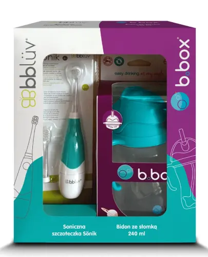 Soniczna szczoteczka dla dziecka Sönik + Bidon ze słomką 240 ml turkusowy