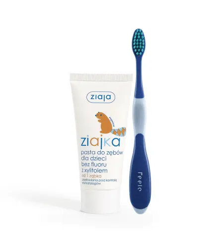 ZIAJA ZIAJKA PASTA DO ZĘBÓW Z XYLITOLEM DLA DZIECI + SZCZOTECZKA FEELO GRANAT