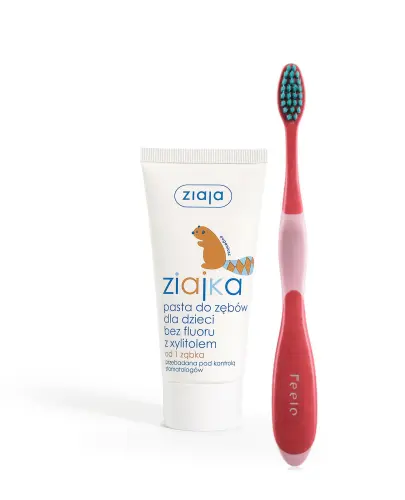 ZIAJA ZIAJKA PASTA DO ZĘBÓW Z XYLITOLEM DLA DZIECI + SZCZOTECZKA FEELO RÓŻ