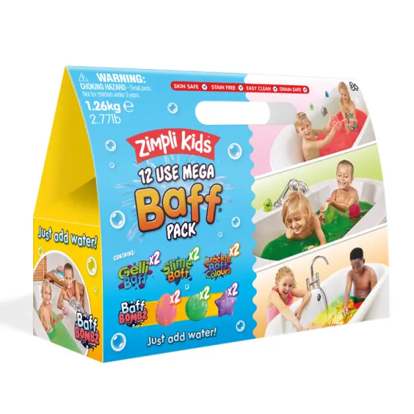 ZIMPLI KIDS ZESTAW MAGICZNYCH PROSZKÓW DO KĄPIELI DO ZABAWY 12SZT. MEGA BAFF
